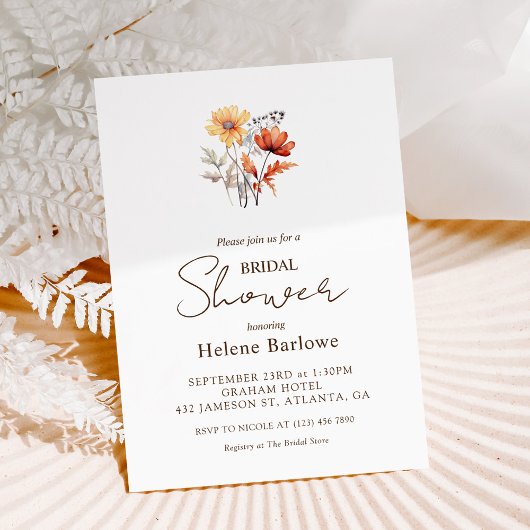 Wildflower Waterverf Elegant Herfst Vrijgezellenfe Kaart