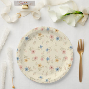 Wildflower Waterverf Floral Baby shower Borden Papieren Bordje