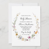 Wildflower Waterverf Floral Boho Baby shower Kaart (Voorkant)