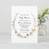 Wildflower Waterverf Floral Boho Baby shower Kaart (Staand voorkant)