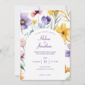 Wildflower Waterverf Floral Boho Elegante bruiloft Kaart (Voorkant)
