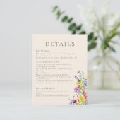 Wildflower Waterverf Floral Boho trouwgegevens Informatiekaartje (Staand voorkant)