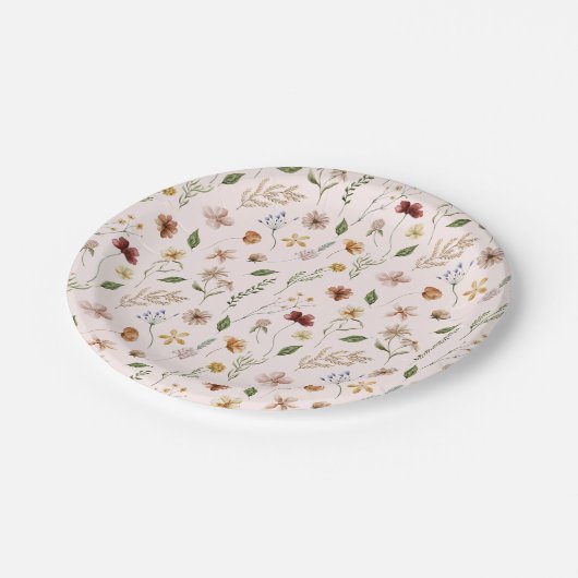 Wildflower Waterverf Floral Spring Baby shower Papieren Bordje (Gekanteld)