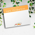 wildflower waterverf geel docent notitieblok<br><div class="desc">Geel sinaasappel rood waterverf botanisch Notitieblok. Gepersonaliseerd briefpapier voor leraren. Voeg jouw namen toe.</div>
