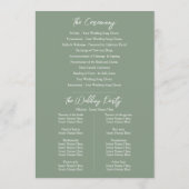 Wildflower waterverf groen huwelijksprogramma programmakaart (Achterkant)