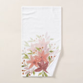 Wildflower Waterverf in Blush, Bourgondië, Groen Bad Handdoek (Handdoek)