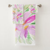 Wildflower Waterverf in roze, geel, groen Bad Handdoek (Insitu)