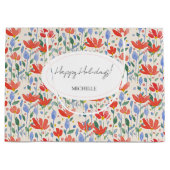 Wildflower Waterverf in zoet rood en blauw Groot Cadeauzakje (Voorkant)