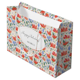Wildflower Waterverf in zoet rood en blauw Groot Cadeauzakje