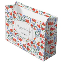 Wildflower Waterverf in zoet rood en blauw Groot Cadeauzakje