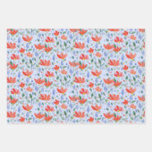 Wildflower Waterverf in zoet rood en blauw Inpakpapier Vel (Voorkant 3)