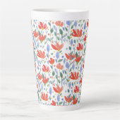Wildflower Waterverf in zoet rood en blauw Latte Mok (Voorkant)