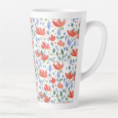 Wildflower Waterverf in zoet rood en blauw Latte Mok (Rechts)