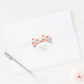 Wildflower Waterverf in zoet rood en blauw Ronde Sticker (Envelop)