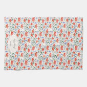 Wildflower Waterverf in zoet rood en blauw Theedoek (Horizontaal)