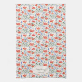 Wildflower Waterverf in zoet rood en blauw Theedoek (Verticaal)