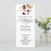 Wildflower Waterverf kalligrafie bruiloft programm (Staand voorkant)