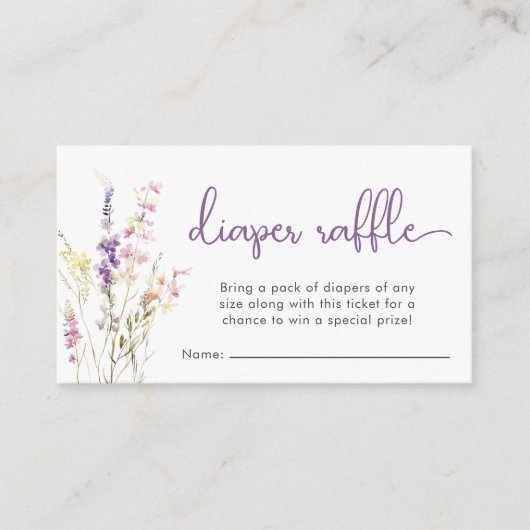 Wildflower Waterverf Luier Raffle Baby shower Informatiekaartje (Voorkant)
