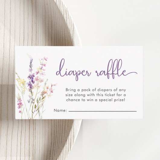 Wildflower Waterverf Luier Raffle Baby shower Informatiekaartje