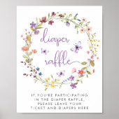 Wildflower Waterverf Luier Raffle Baby shower Poster (Voorkant)