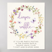 Wildflower Waterverf Luier Raffle Baby shower Poster (Voorkant)