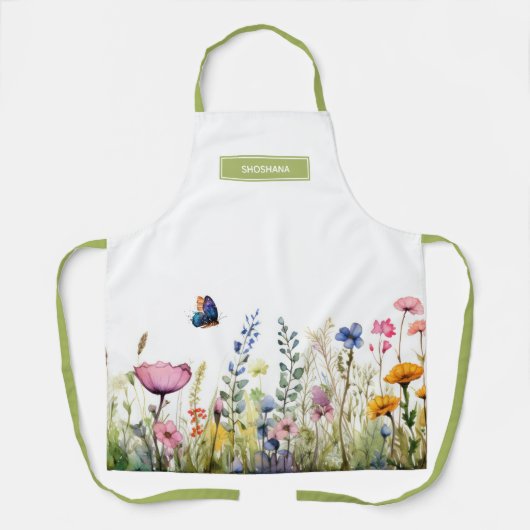 Wildflower Waterverf met Vlinder Schort (Voorkant)