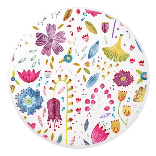 Wildflower Waterverf Modern Keramische Knop (Voorkant)