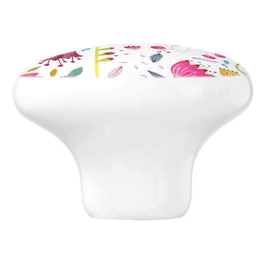 Wildflower Waterverf Modern Keramische Knop (Zijkant)