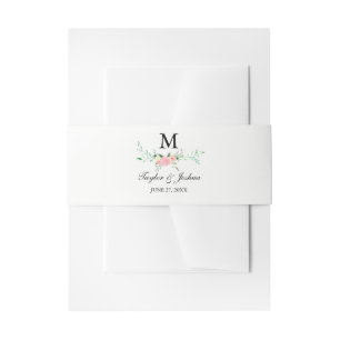 Wildflower Waterverf Monogram Bruiloft Belly Band Uitnodigingen Wikkel