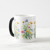 Wildflower Waterverf op Textured Canvas Art Magische Mok (Voorkant links)