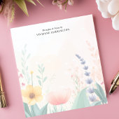 Wildflower Waterverf pastel gepersonaliseerd Notitieblok
