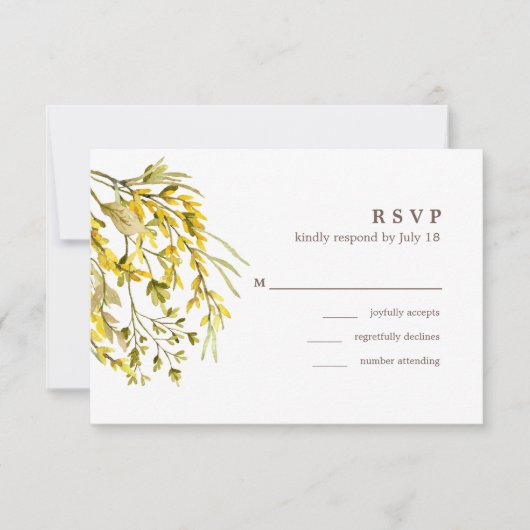 Wildflower Waterverf  Romantisch Bruiloft RSVP (Voorkant)