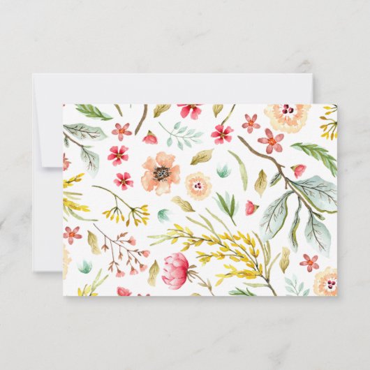 Wildflower Waterverf  Romantisch Bruiloft RSVP (Achterkant)