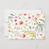 Wildflower Waterverf  Romantisch Bruiloft RSVP Kaartje (Achterkant)