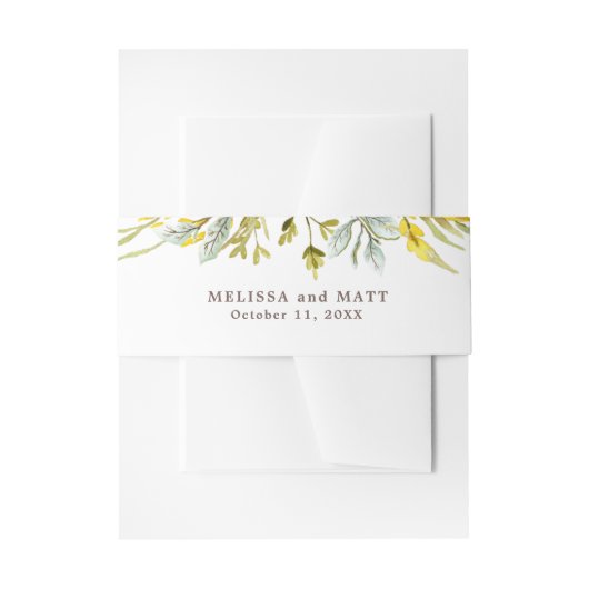  Wildflower Waterverf Romantische bruiloft Uitnodigingen Wikkel (Voorkant Voorbeeld)