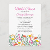 Wildflower Waterverf Roze Bloemen Vrijgezellenfees Uitnodiging Briefkaart (Voorkant)