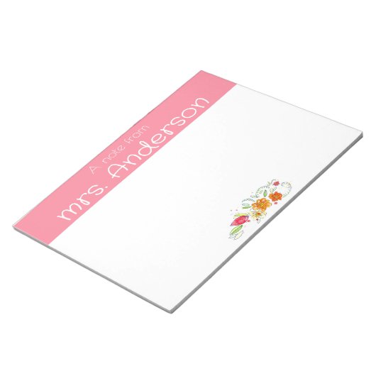  wildflower waterverf roze docent notitieblok (Schuin)