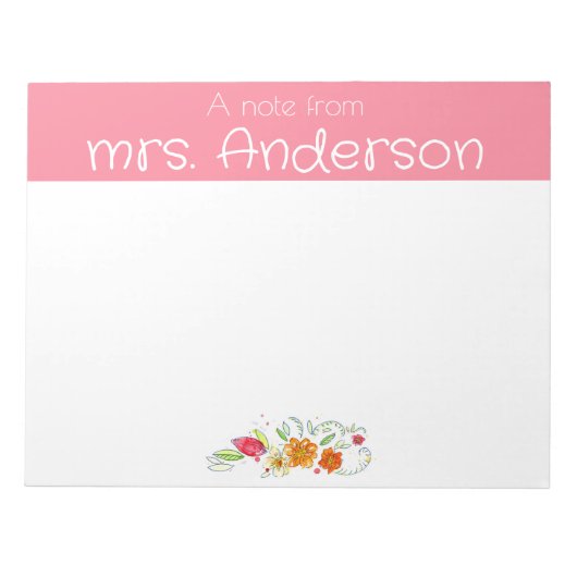  wildflower waterverf roze docent notitieblok (Voorkant)