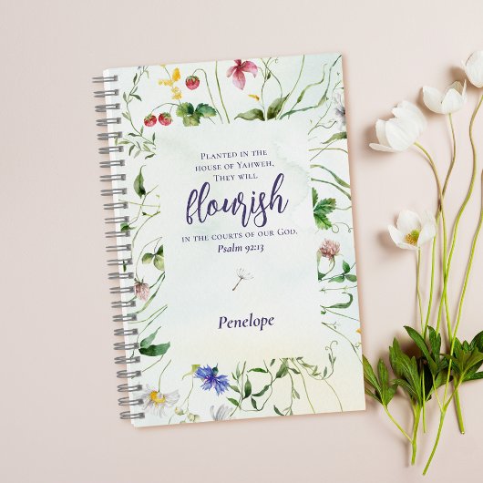 Wildflower Waterverf Schrift gepersonaliseerd Notitieboek