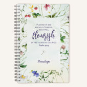 Wildflower Waterverf Schrift gepersonaliseerd Notitieboek (Voorkant)