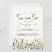 Wildflower Waterverf Sip and See Baby shower Kaart (Voorkant)