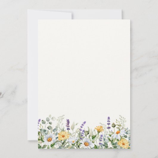 Wildflower Waterverf Sip and See Baby shower Kaart (Achterkant)