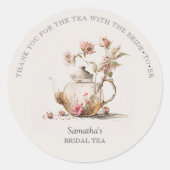 Wildflower Waterverf Tea Vrijgezellenfeest Dank u Ronde Sticker (Voorkant)