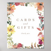 Wildflower Waterverf Trouwkaarten Cadeaubordje Poster (Voorkant)