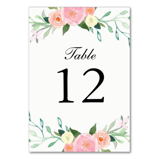Wildflower Waterverf Trouwtafel Kaarten (Voorkant)