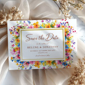 Wildflower Waterverf Tuin Boho Elegant Huwelijk Save The Date