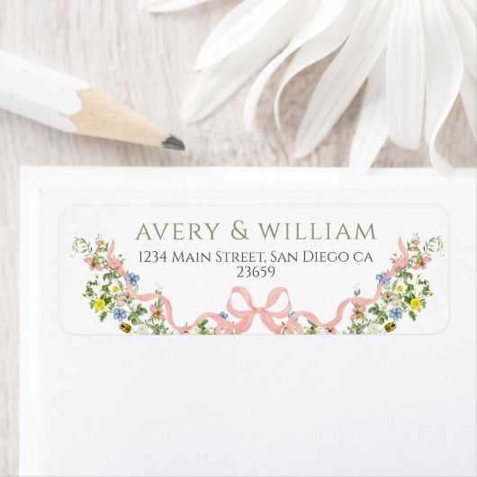 Wildflower Waterverf Tuin Elegant Wedding Etiket (Insitu)