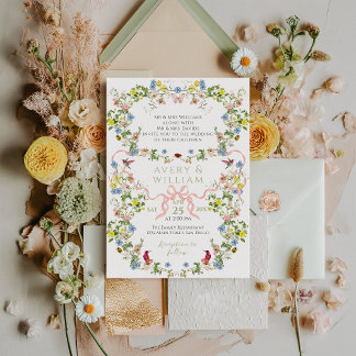 Wildflower Waterverf Tuin Elegant Wedding Kaart