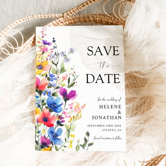 Wildflower Waterverf Tuin Elegant Wedding Save The Date
