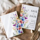 Wildflower Waterverf Tuin Elegant Wedding Save The Date